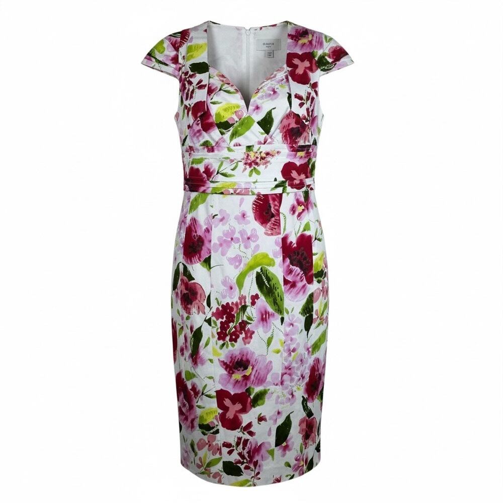 ECCOCI Floral Midi Dress Size 2 Pink Red Green Fit & Flare Spring Dress